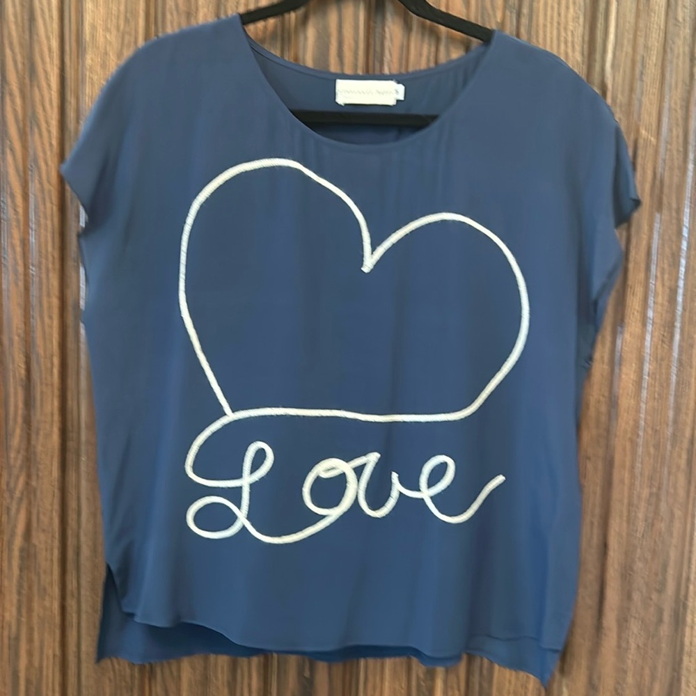 Love and Liberty Sz M silk top embroidered